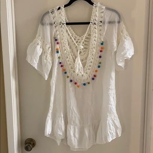 Boho White Swim Coverup